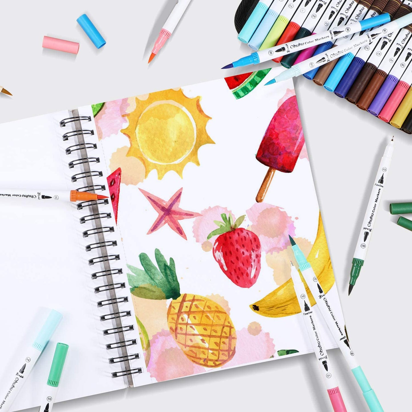Caderno de desenhos espiral feito para Marcadores à base de alcool
