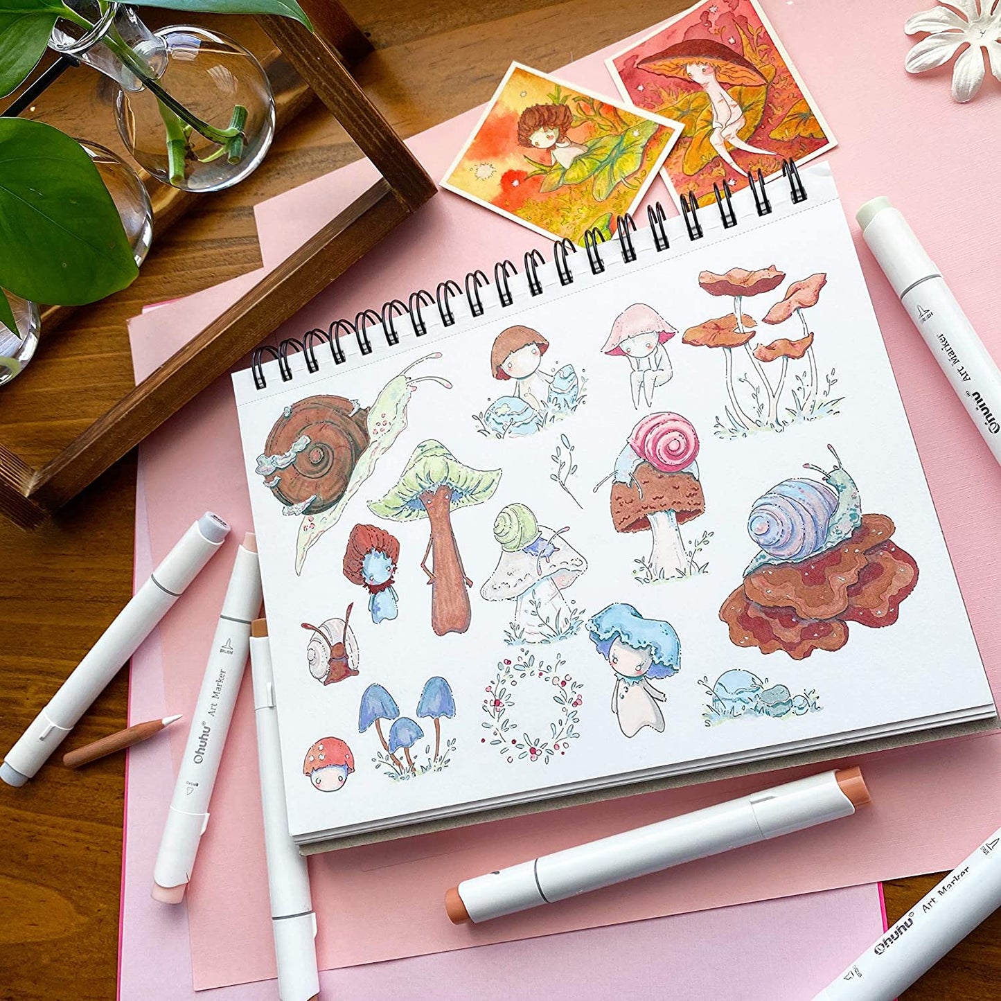 Caderno de desenhos espiral feito para Marcadores à base de alcool