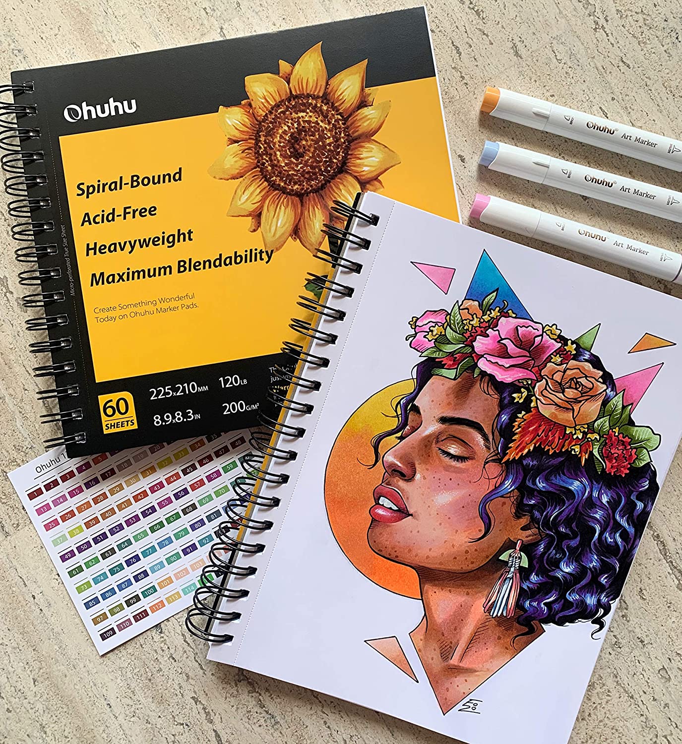 Caderno de desenhos espiral feito para Marcadores à base de alcool