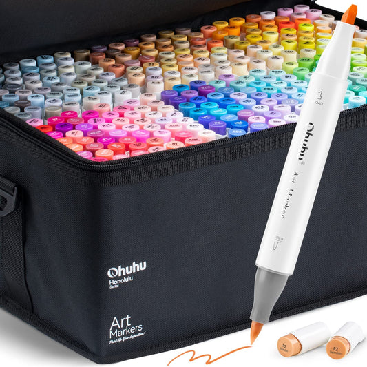 Kit de marcadores Honolulu com 320 cores (ponta pincel & chanfrada)