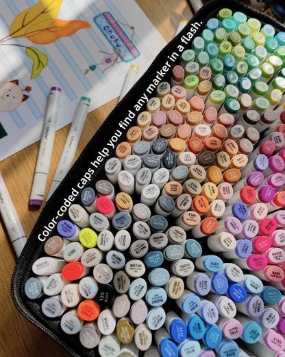 Kit de marcadores Oahu com 320 cores (ponta fina & chanfrada)