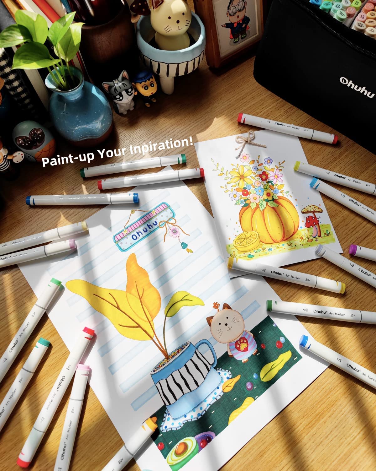 Kit de marcadores Oahu com 320 cores (ponta fina & chanfrada)