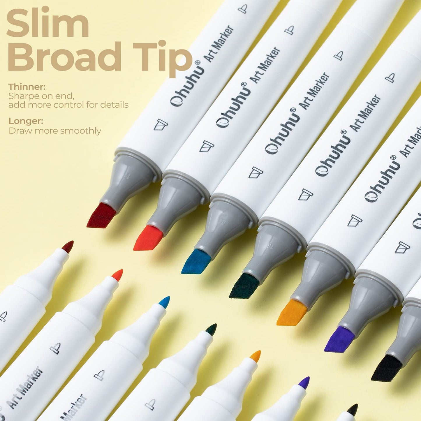 Kit de 24 cores básicas Kaala (ponta fina + ponta chanfrada slim)