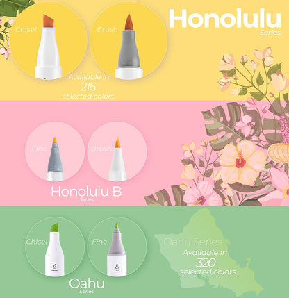 Kit de marcadores Honolulu 104 +1 (ponta pincel & chisel)