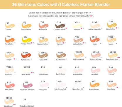 Kit de marcadores Honolulu B com 36 cores em tons de pele (ponta pincel & fina)