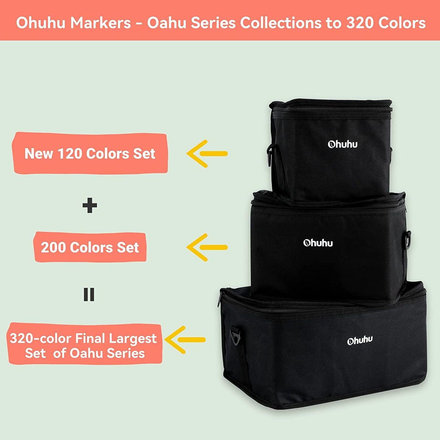 Kit de marcadores Oahu com 320 cores (ponta fina & chanfrada)