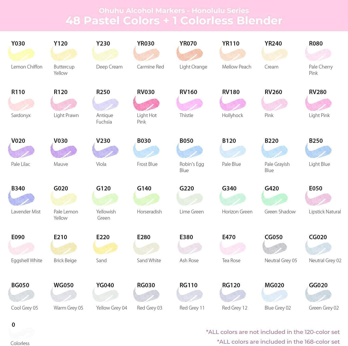 Kit de marcadores Honolulu B 48 Cores Pastel (Ponta pincel & fina)