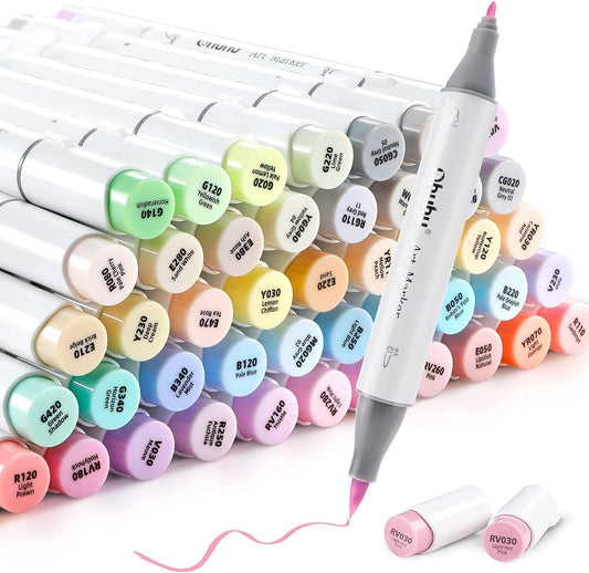 Kit de marcadores Honolulu B 48 Cores Pastel (Ponta pincel & fina)