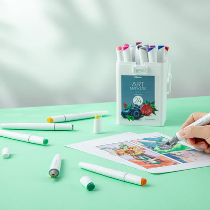 Kit de 24 cores básicas Kaala (ponta fina + ponta chanfrada slim)