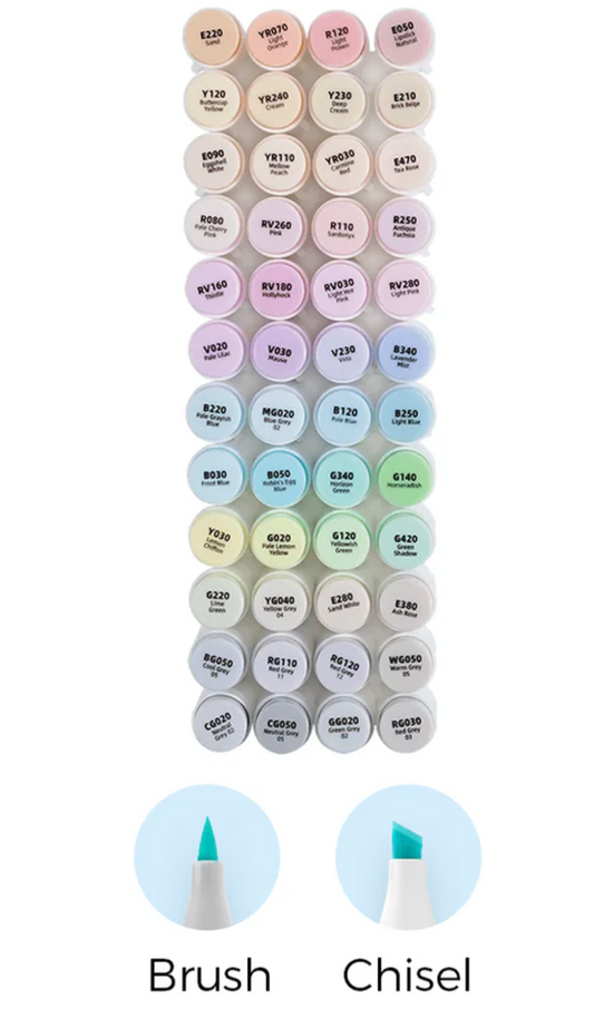 Kit de marcadores Honolulu 48 Cores Sweetness Pastel - Ponta pincel & chanfrada