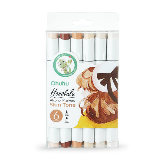 Kit de 6 cores de tons de pele da linha Ohuhu Honolulu (ponta pincel & chanfrada)