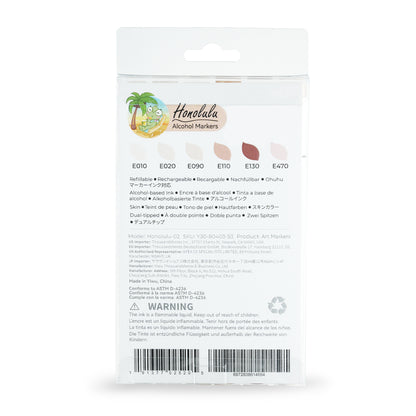 Kit de 6 cores de tons de pele da linha Ohuhu Honolulu (ponta pincel & chanfrada)