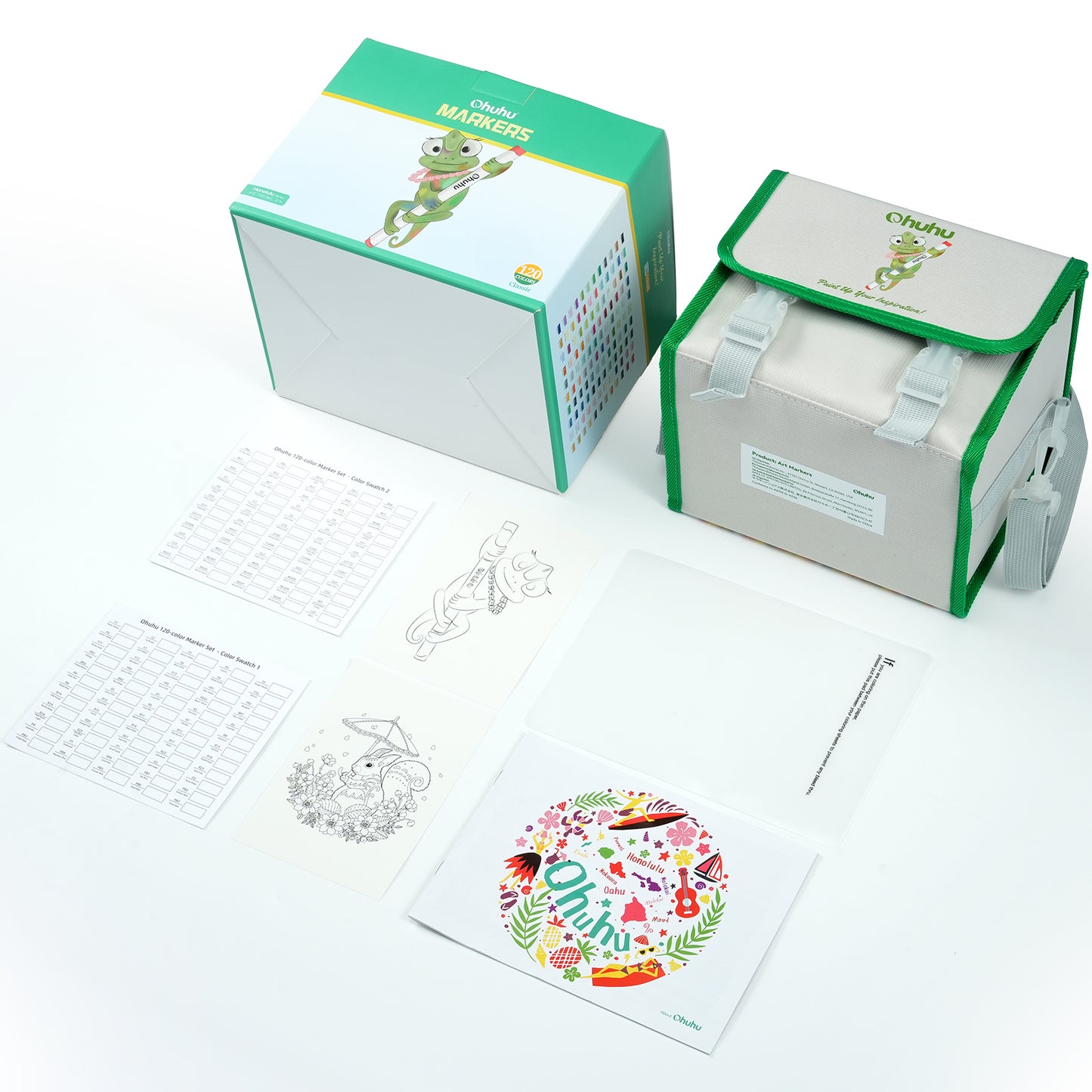 Novo estojo Honolulu com 120 cores (ponta pincel & chisel)