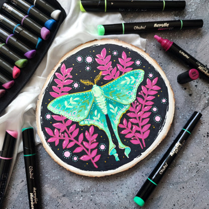 Marcador acrílico à prova d'água Ohuhu com duas pontas - 30 cores